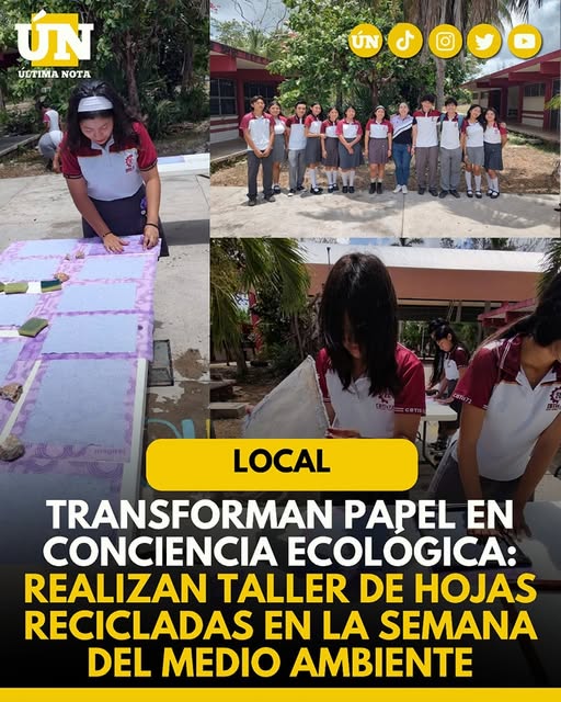 Transforman papel en conciencia ecológica: realizan taller de hojas recicladas en la Semana del Medio Ambiente
