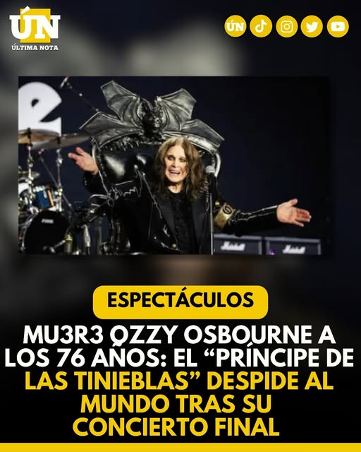 Mu3r3 Ozzy Osbourne a los 76 años: el “Príncipe de las Tinieblas” despide al mundo tras su concierto final