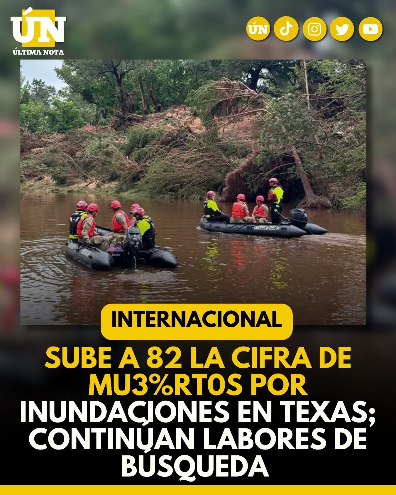 Sube a 82 la cifra de mu%3rt0s por inundaciones en Texas; continúan labores de búsqueda.
