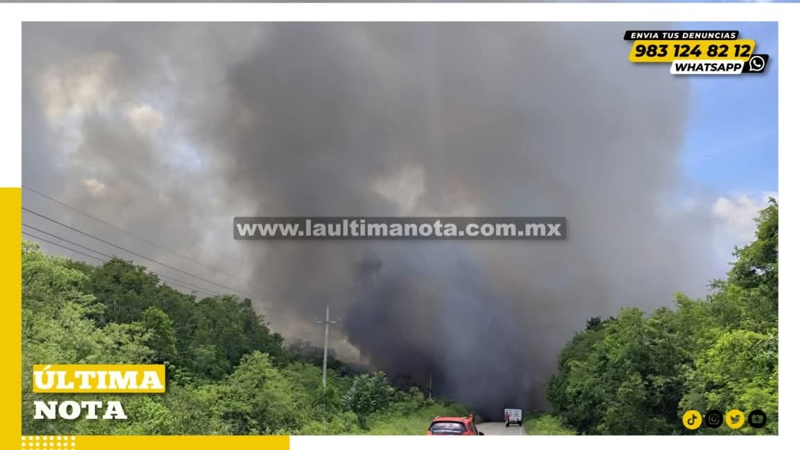 Presunto efecto lupa provoca incendio en basurero municipal de Felipe Carrillo Puerto.