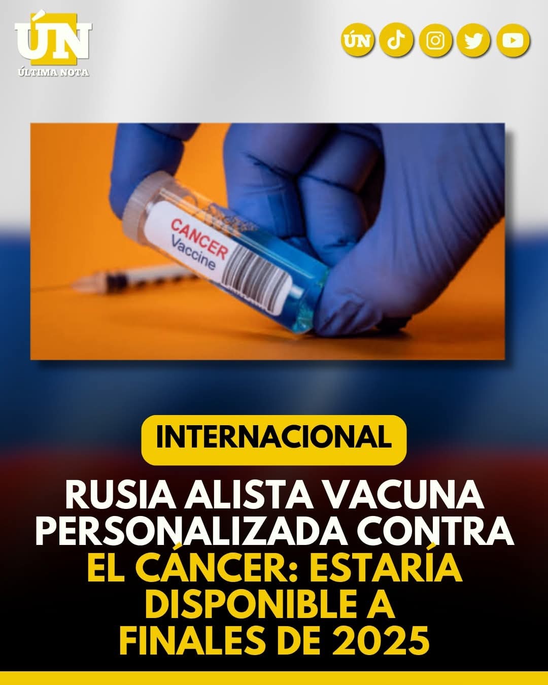 Rusia alista vacuna personalizada contra el cáncer: estaría disponible a finales de 2025.
