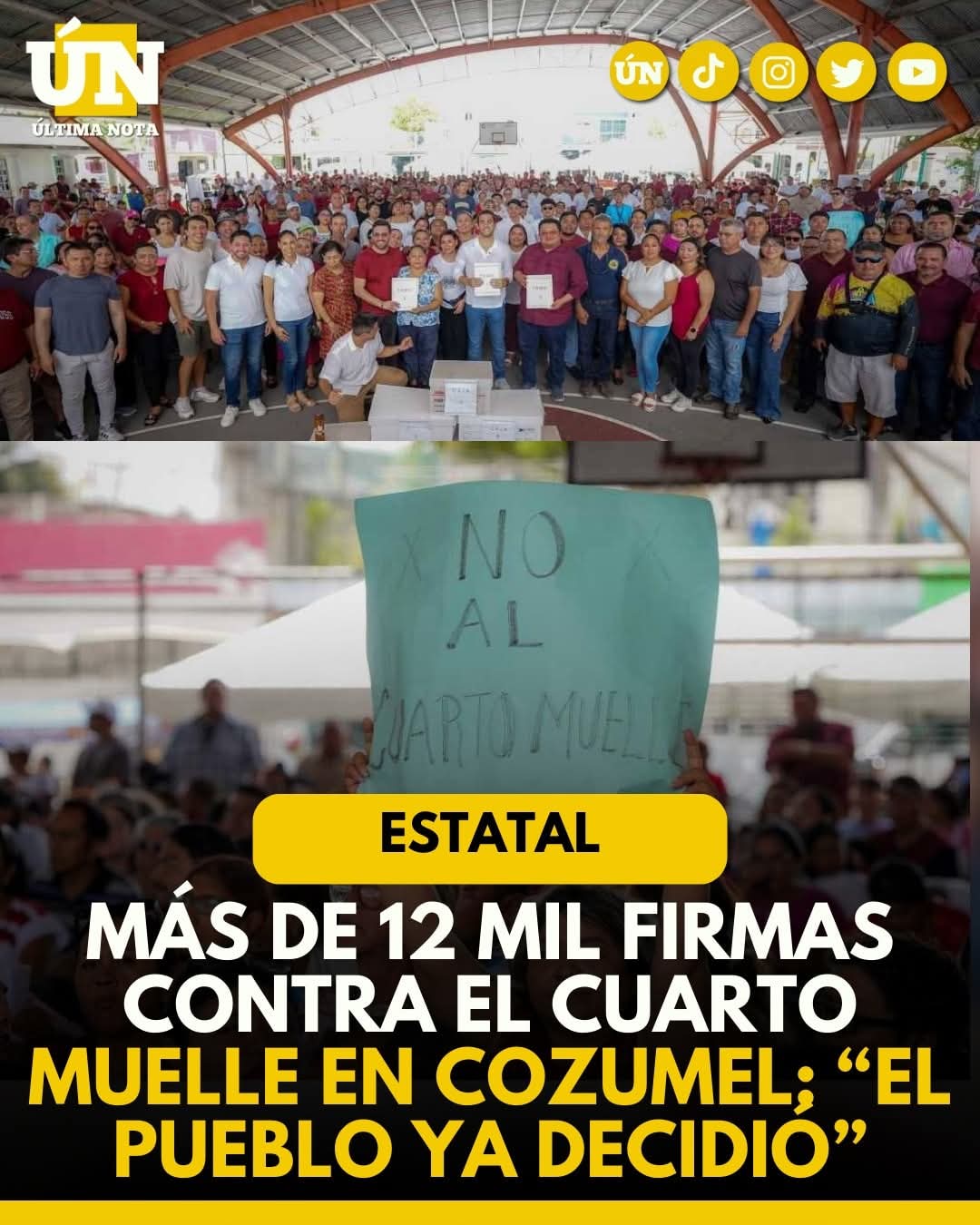 Más de 12 mil firmas contra el cuarto muelle en Cozumel: “El pueblo ya decidió”.