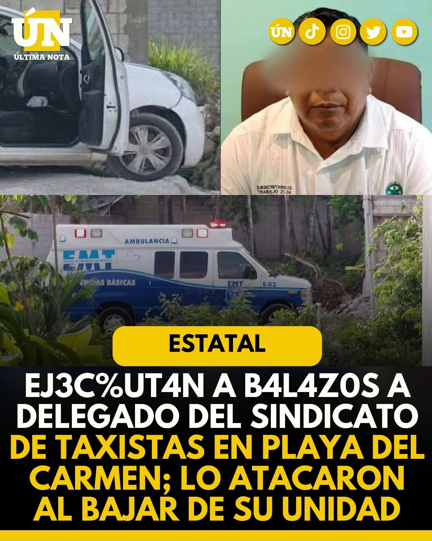 Ej3cut4n a b4l4z0s a delegado del Sindicato de Taxistas en Playa del Carmen; lo 4t4c4r0n al bajar de su unidad.