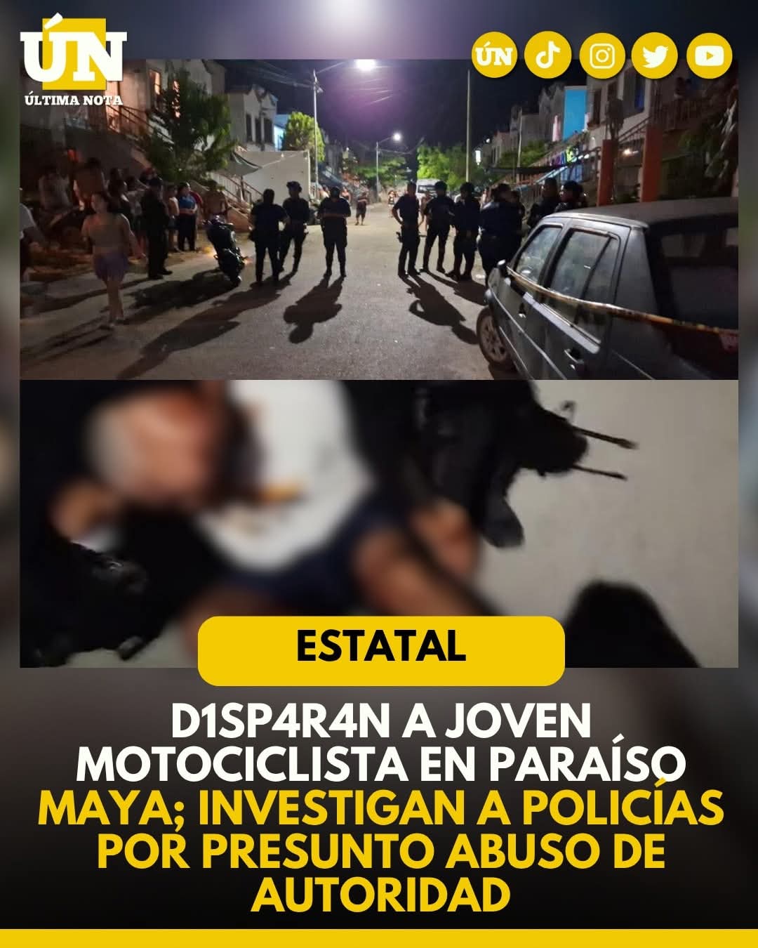 D1sp4r4n a joven motociclista en Paraíso Maya; investigan a policías por presunto abuso de autoridad.