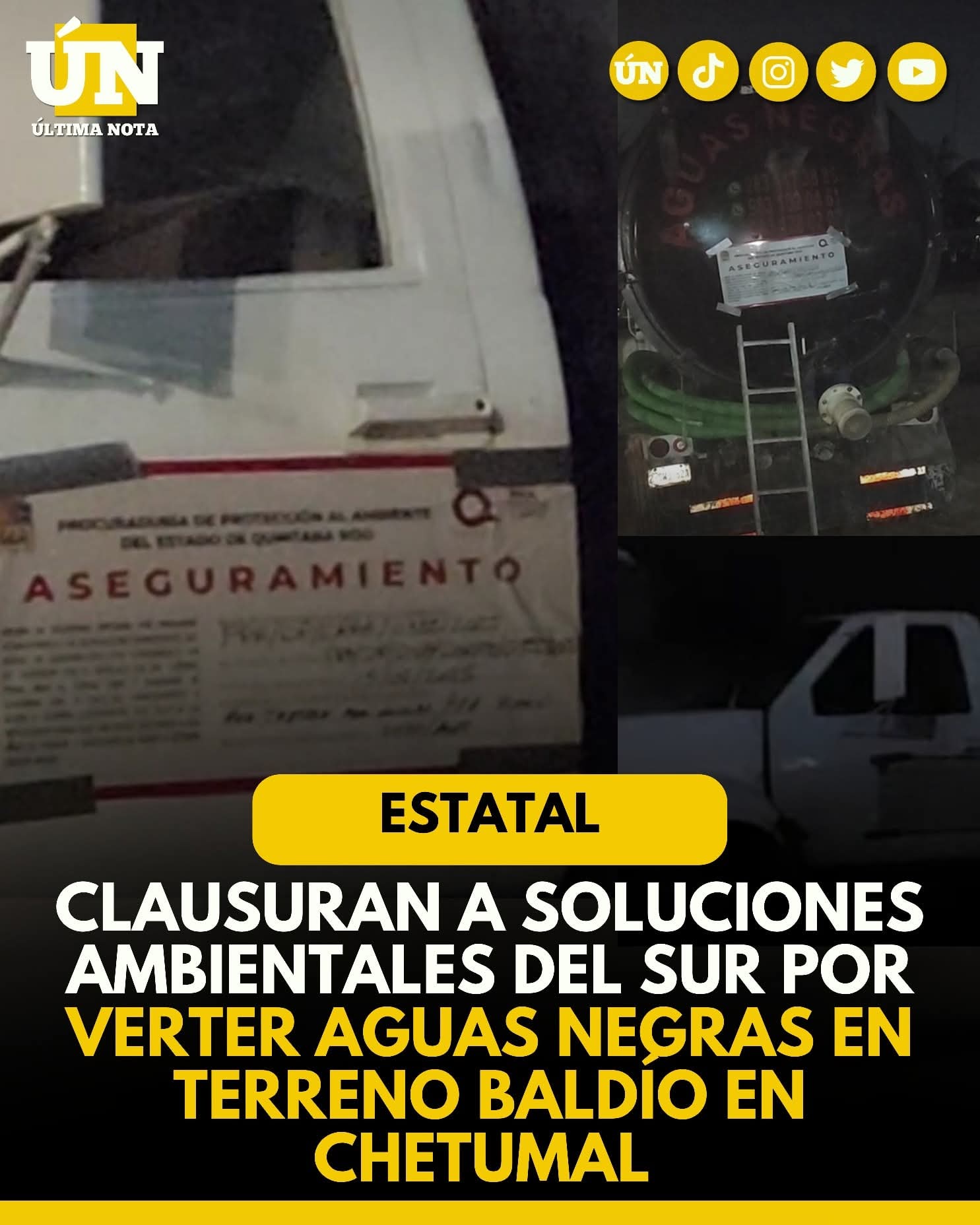 Clausuran a Soluciones Ambientales del Sur por verter aguas negras en terreno baldío en Chetumal.
