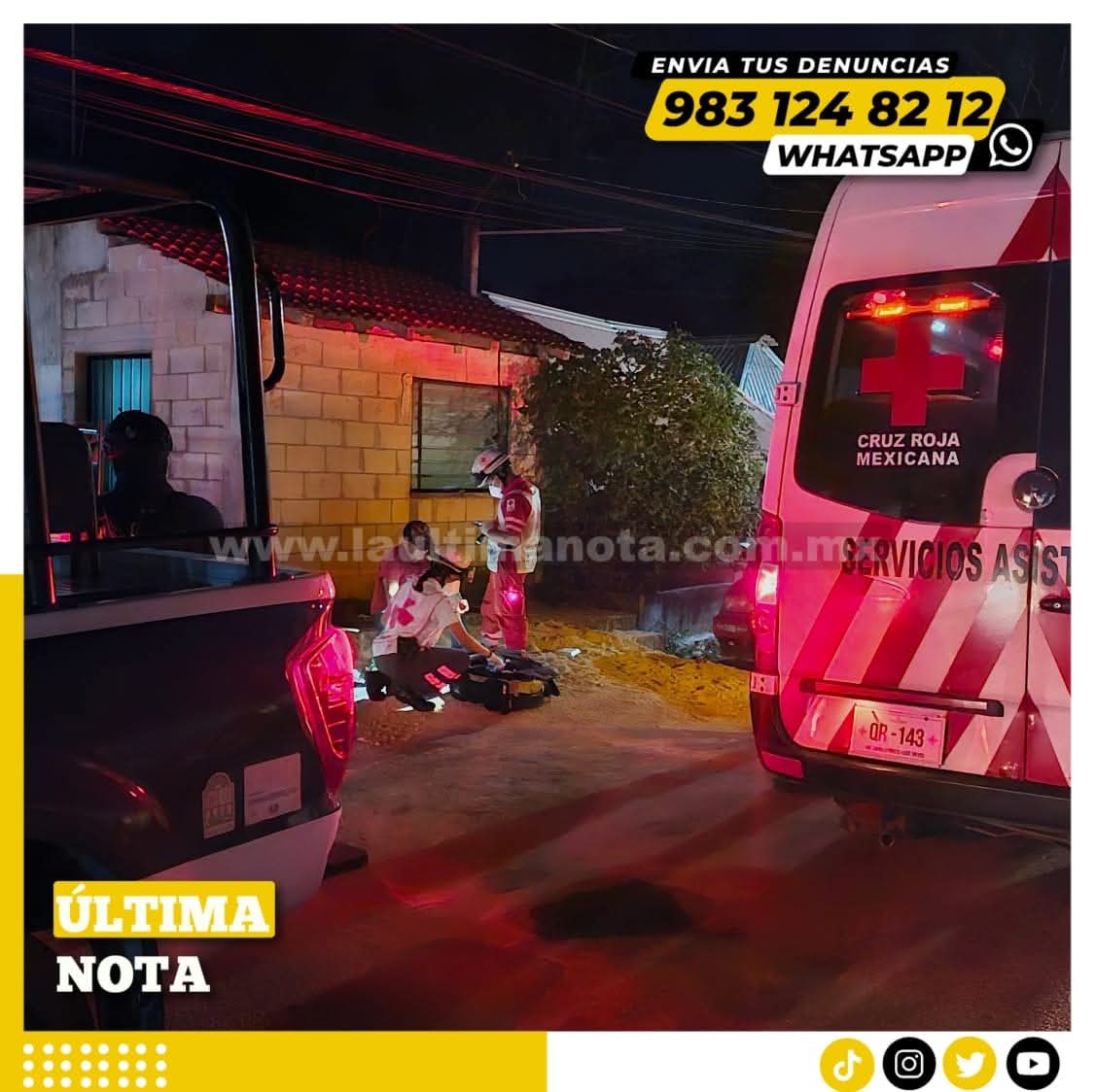 Hombre resulta herido tras ser 4t4c4do por sujetos en motocicleta en Felipe Carrillo Puerto.