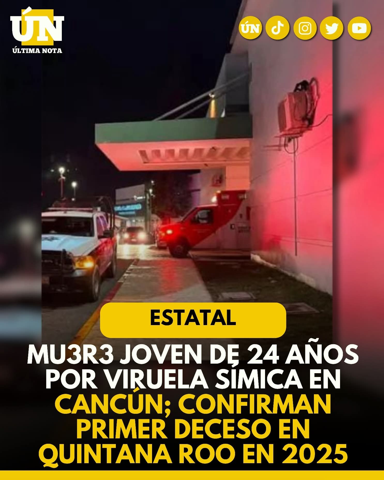 Mu3%r3 joven de 24 años por viruela símica en Cancún; confirman primer deceso en Quintana Roo en 2025.