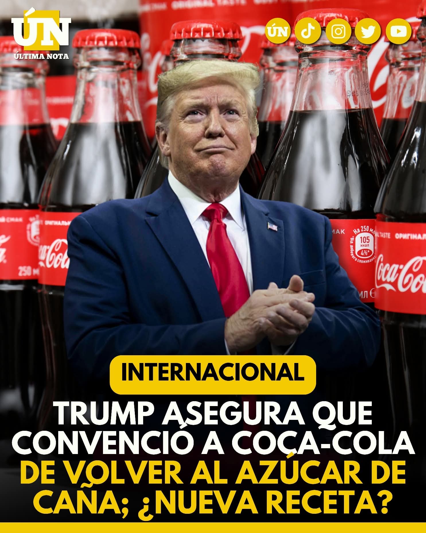 Trump asegura que convenció a Coca-Cola de volver al azúcar de caña; ¿Nueva receta?
