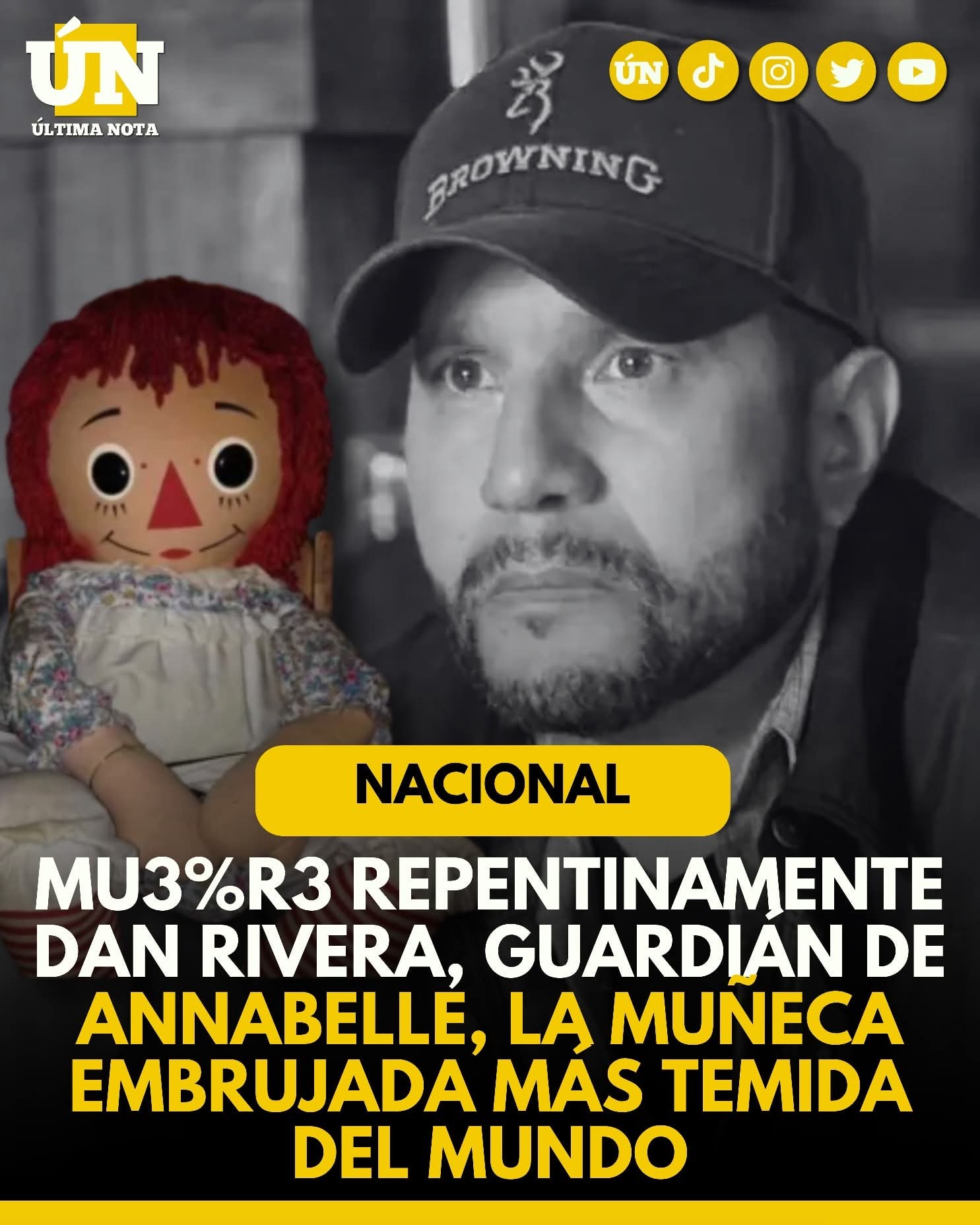 Mu3%r3 repentinamente Dan Rivera, guardián de Annabelle, la muñeca embrujada más temida del mundo.