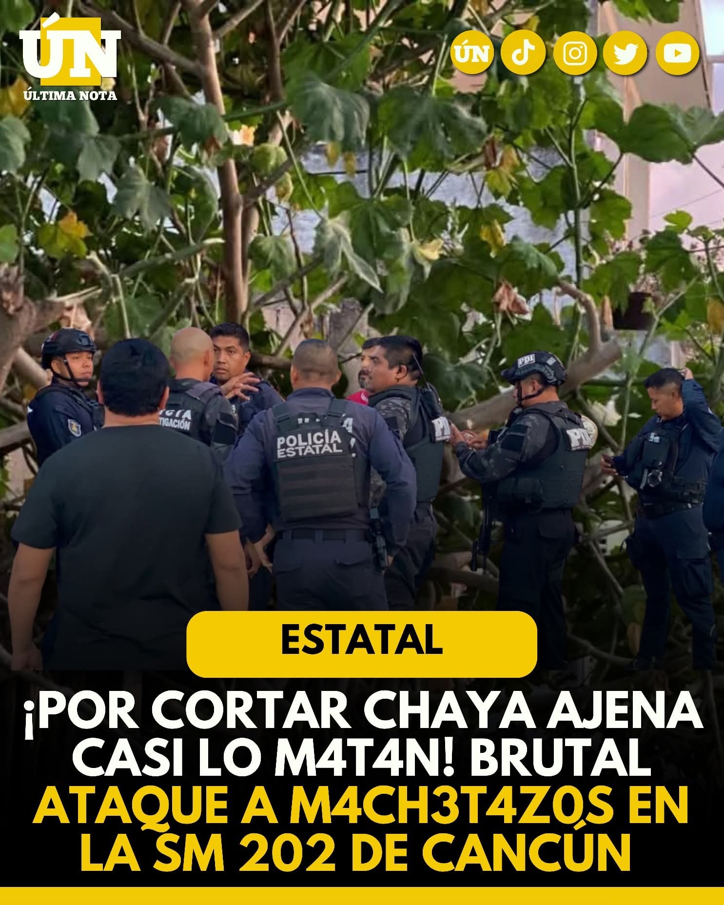 ¡Por cortar chaya ajena casi lo m4t4n! Brutal ataque a m4ch3t4z0s en la SM 202 de Cancún.