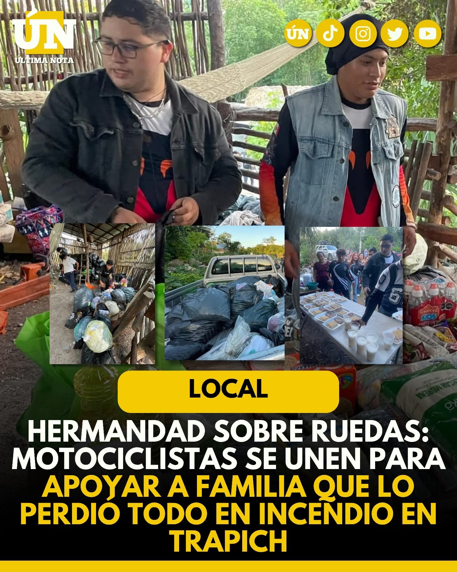 Hermandad sobre ruedas: Motociclistas se unen para apoyar a familia que lo perdió todo en incendio en Trapich.