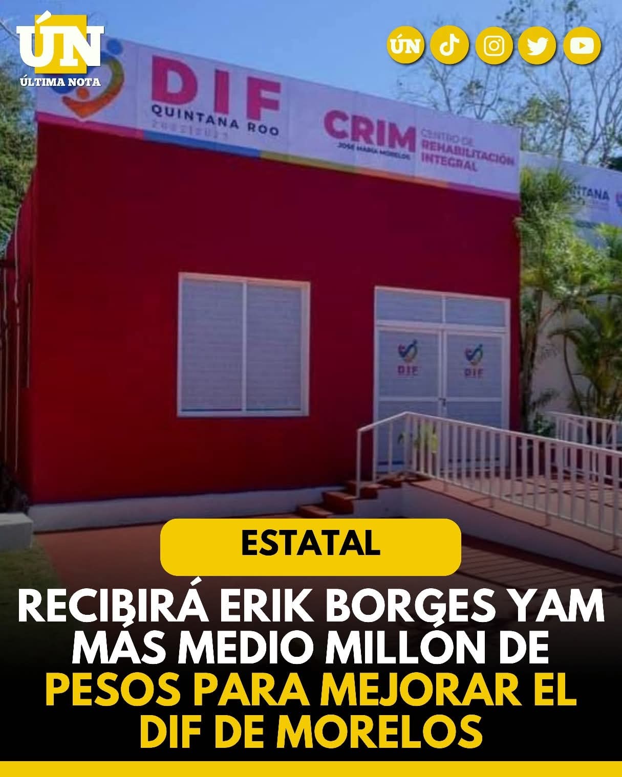 Recibirá Erik Borges Yam más medio millón de pesos para mejorar el DIF de Morelos.