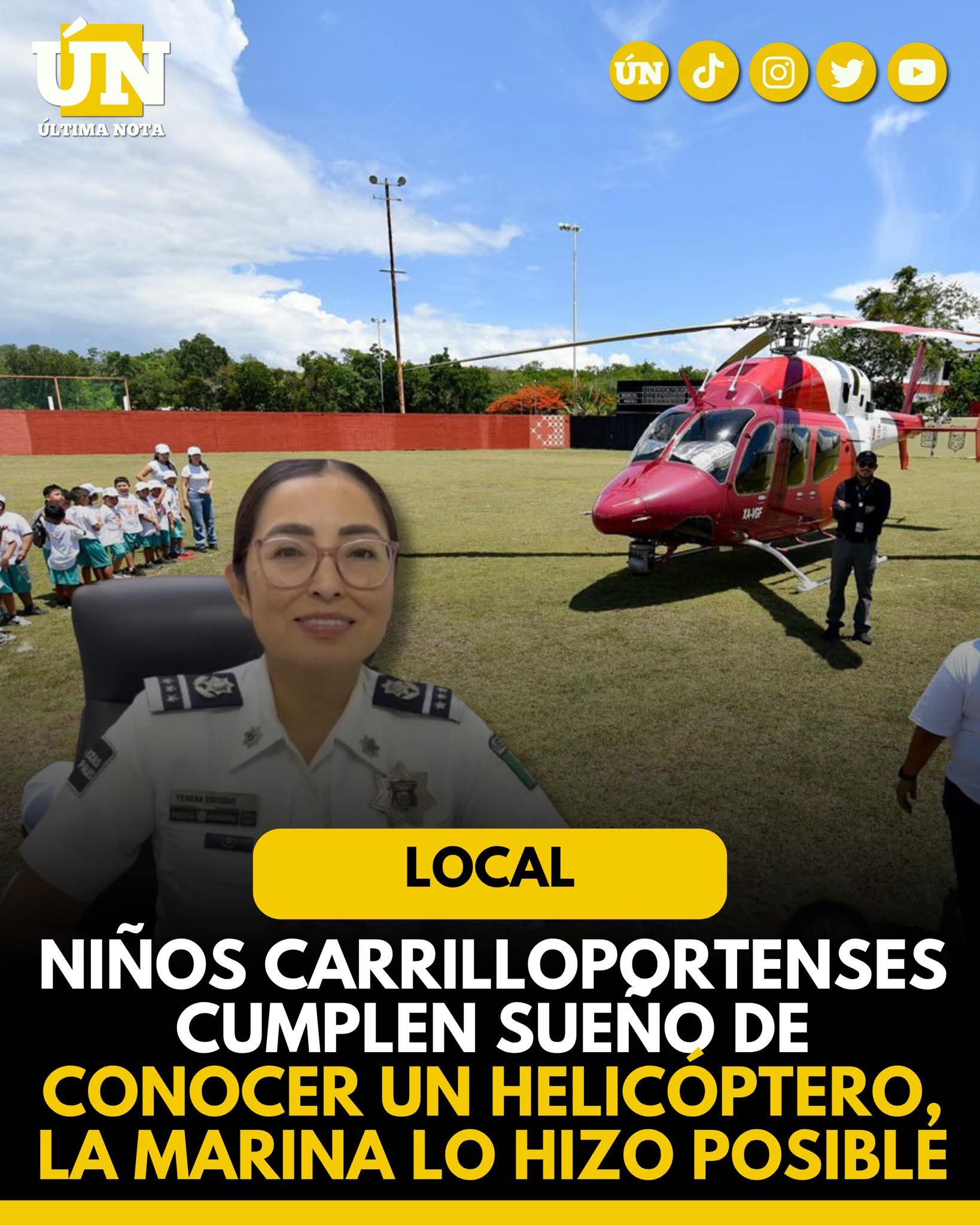 El cielo se abre para los niños mayas: helicóptero de la Marina aterriza en Felipe Carrillo Puerto durante operativo de seguridad y deja momentos de asombro e ilusión.