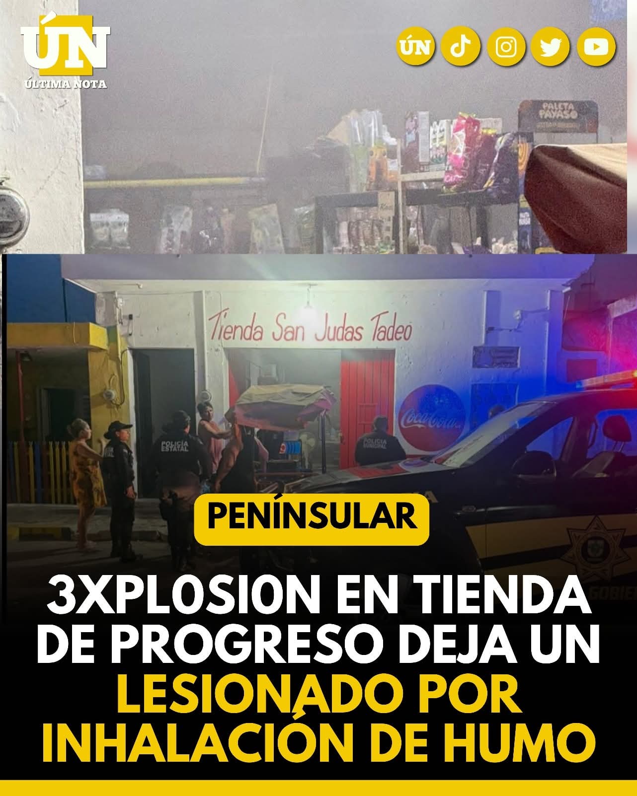 3xpl0si0n en tienda de Progreso deja un l3si0n4d0 por inhalación de humo.