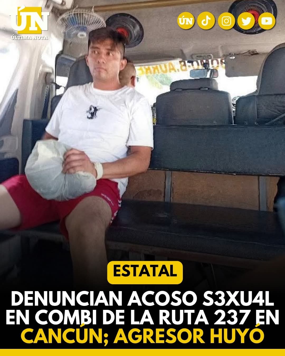 Denuncian acoso s3%xu4l en combi de la ruta 237 en Cancún; agresor huyó.