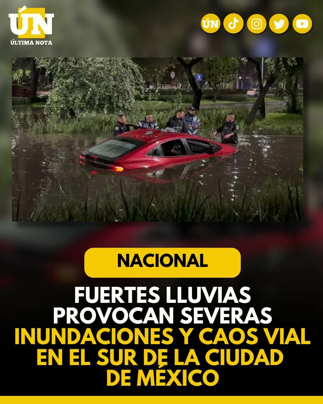 Fuertes lluvias provocan severas inundaciones y caos vial en el sur de la Ciudad de México.