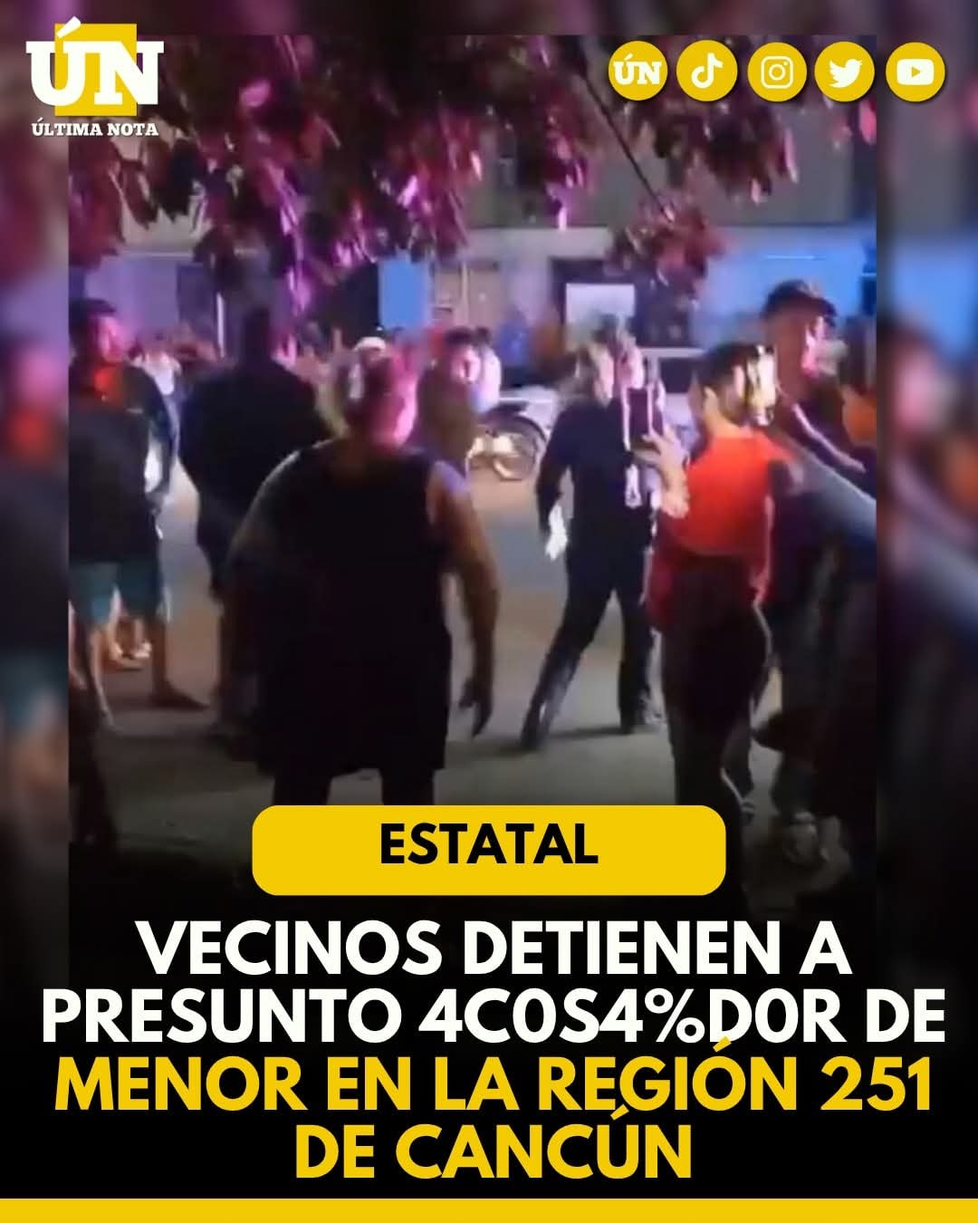 Vecinos detienen a presunto 4c0s4d0r de menor en la Región 251 de Cancún.