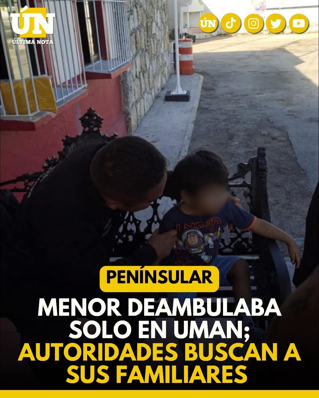 Menor deambulaba solo en Uman; autoridades buscan a sus familiares.