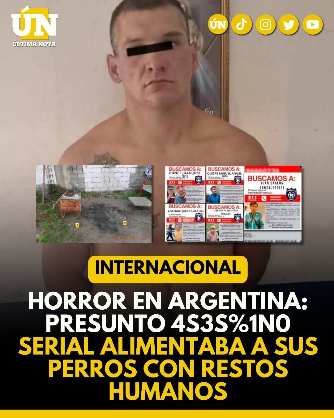 Horror en Argentina: Presunto 4s3s1n0 serial alimentaba a sus perros con restos humanos.
