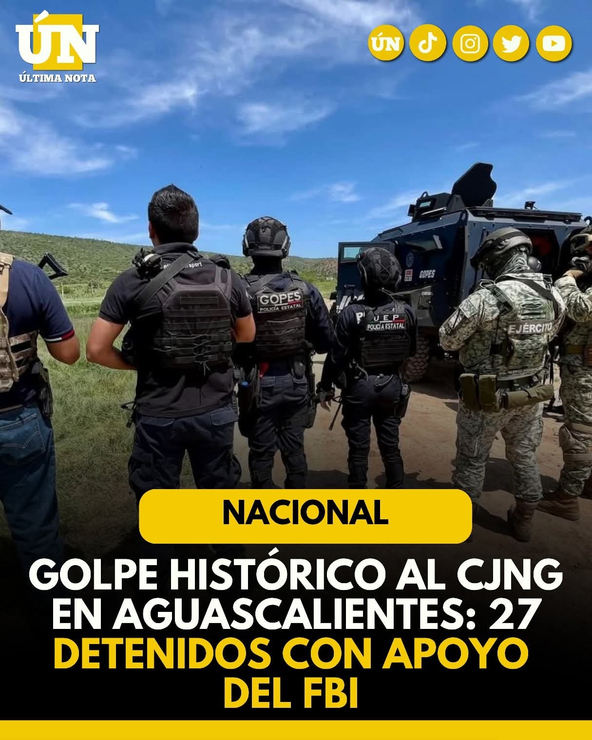 Golpe histórico al CJNG en Aguascalientes: 27 detenidos con apoyo del FBI.