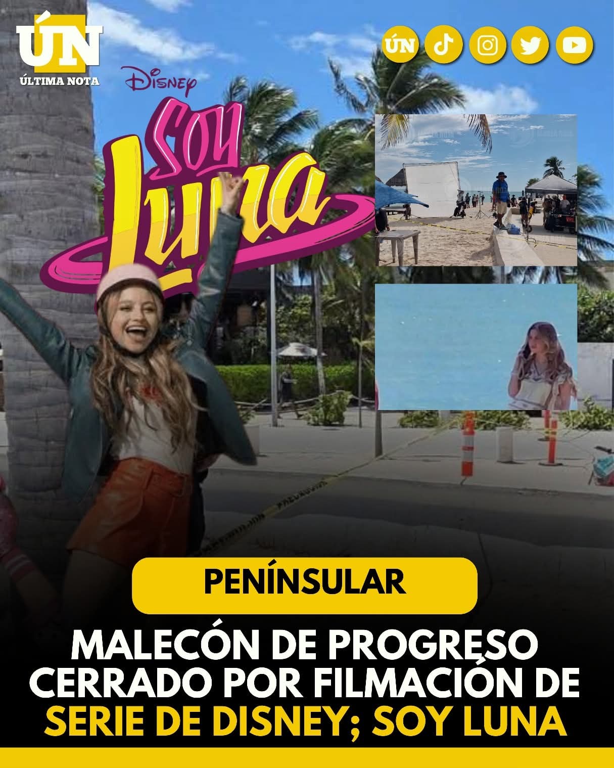 Malecón de Progreso cerrado por filmación de serie de Disney.