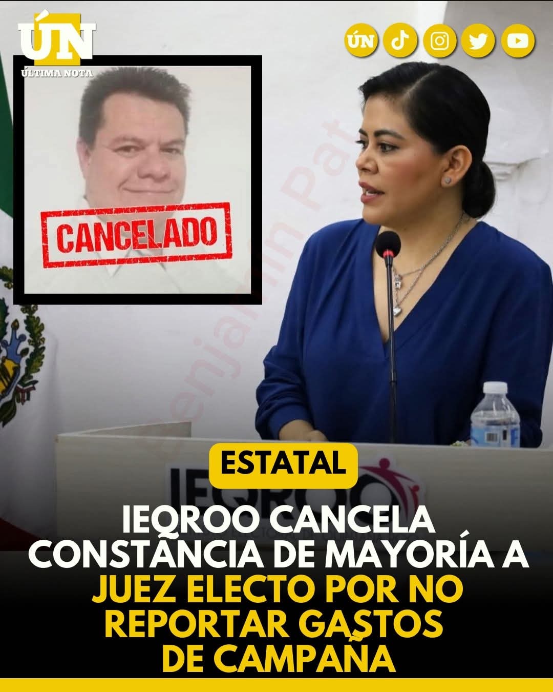 IEQROO cancela constancia de mayoría a juez electo por no reportar gastos de campaña; el TEPJF tendrá la última palabra.