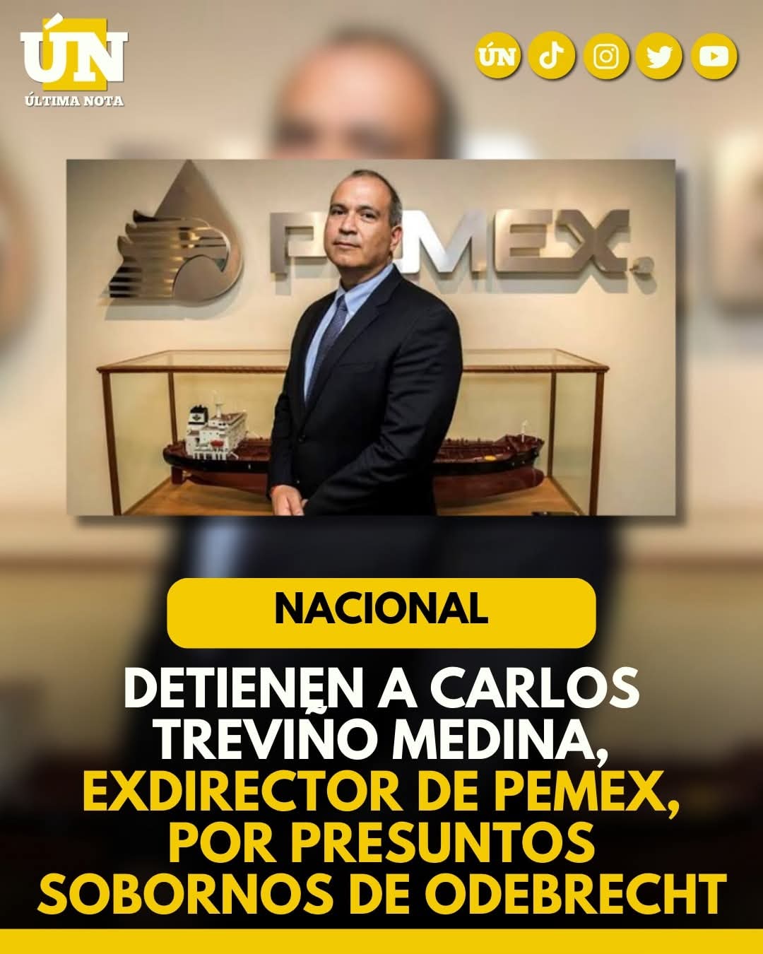 Detienen a Carlos Treviño Medina, exdirector de Pemex, por presuntos sobornos de Odebrecht.
