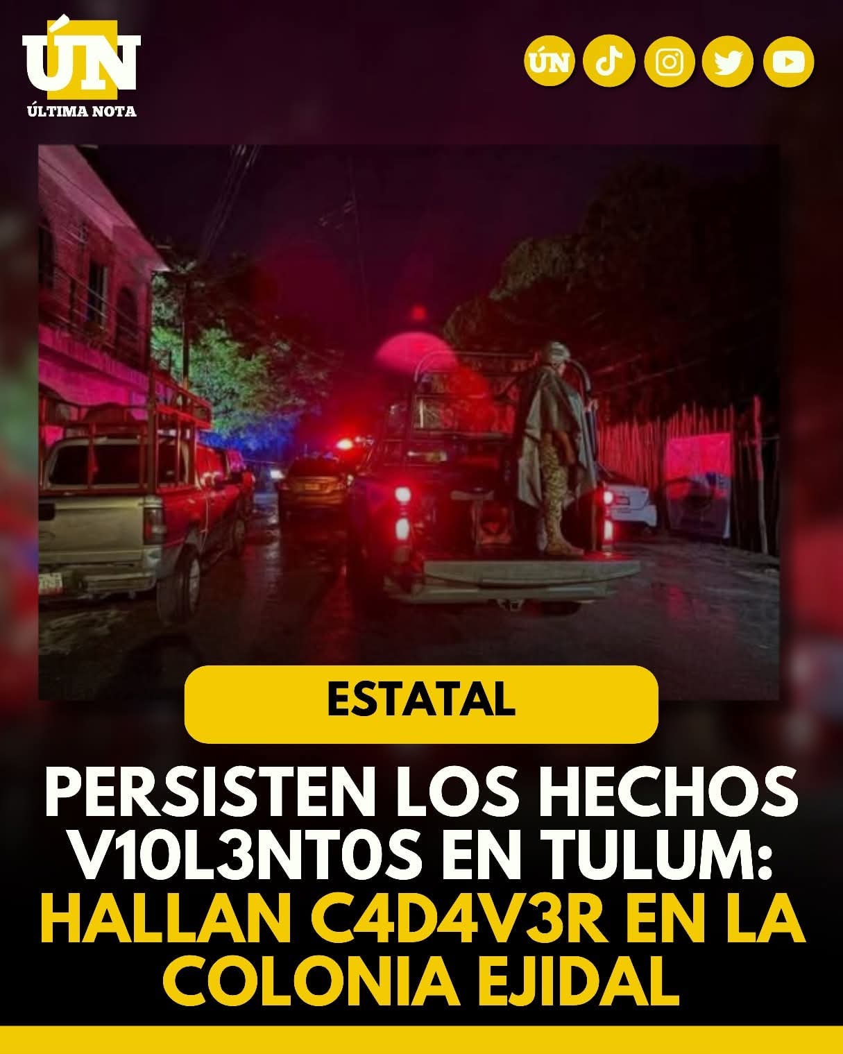 Persisten los hechos v10l3nt0s en Tulum: hallan c4d4v3r en la colonia Ejidal.