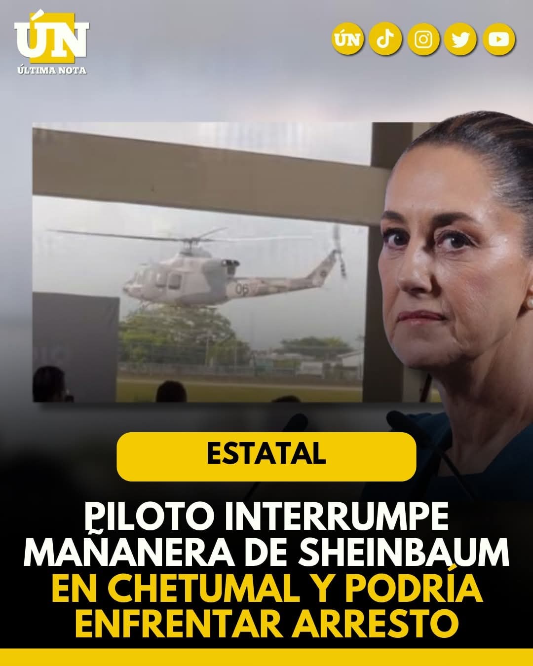 Piloto interrumpe mañanera de Sheinbaum en Chetumal y podría enfrentar arresto.