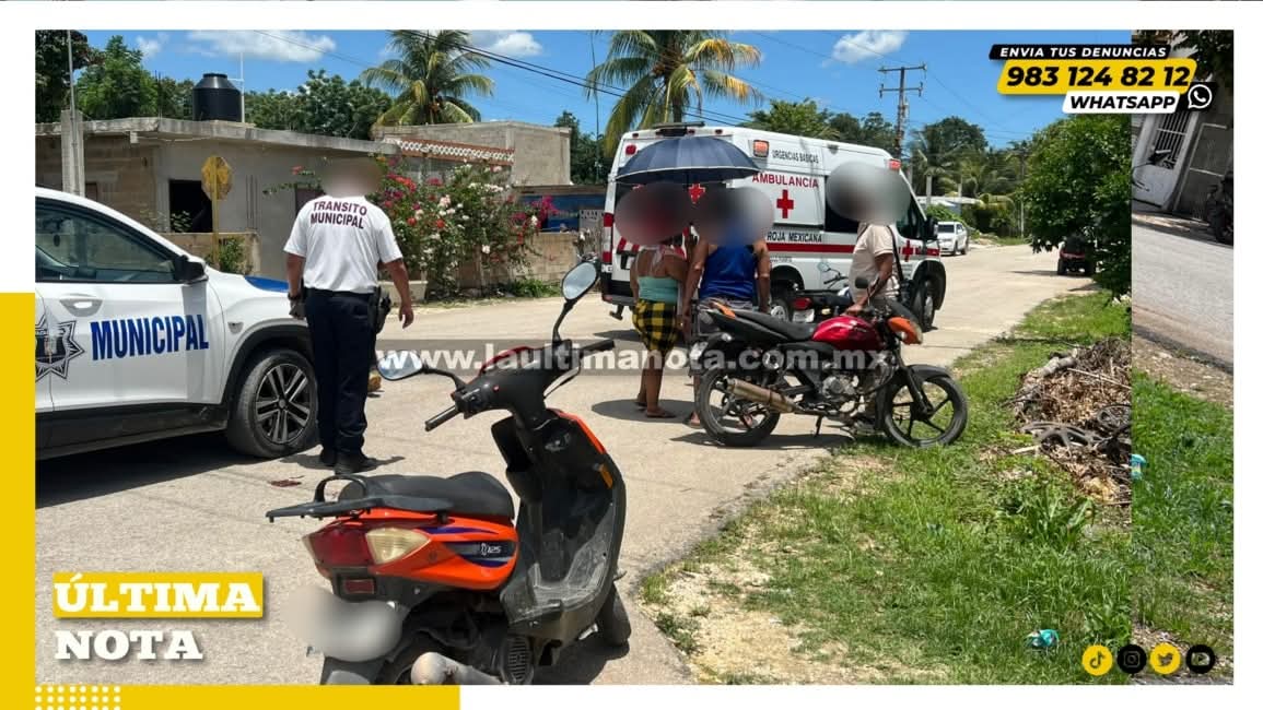 Motociclista vuela su alto y provoca choque en Felipe Carrillo Puerto.
