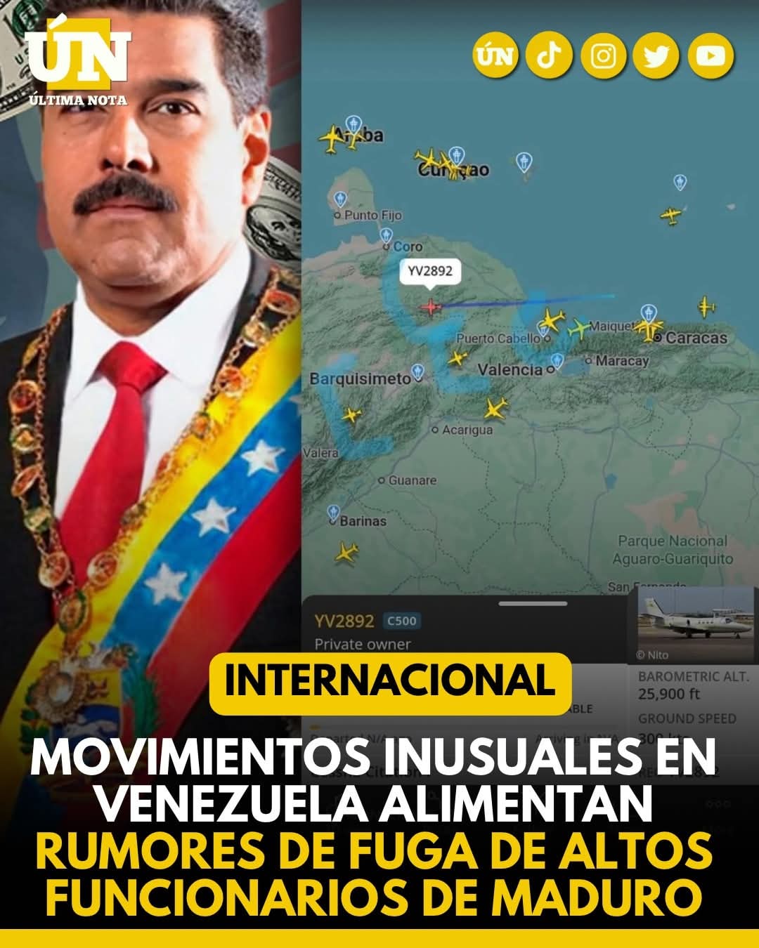Movimientos inusuales en Venezuela alimentan rumores de fuga de altos funcionarios de Maduro.