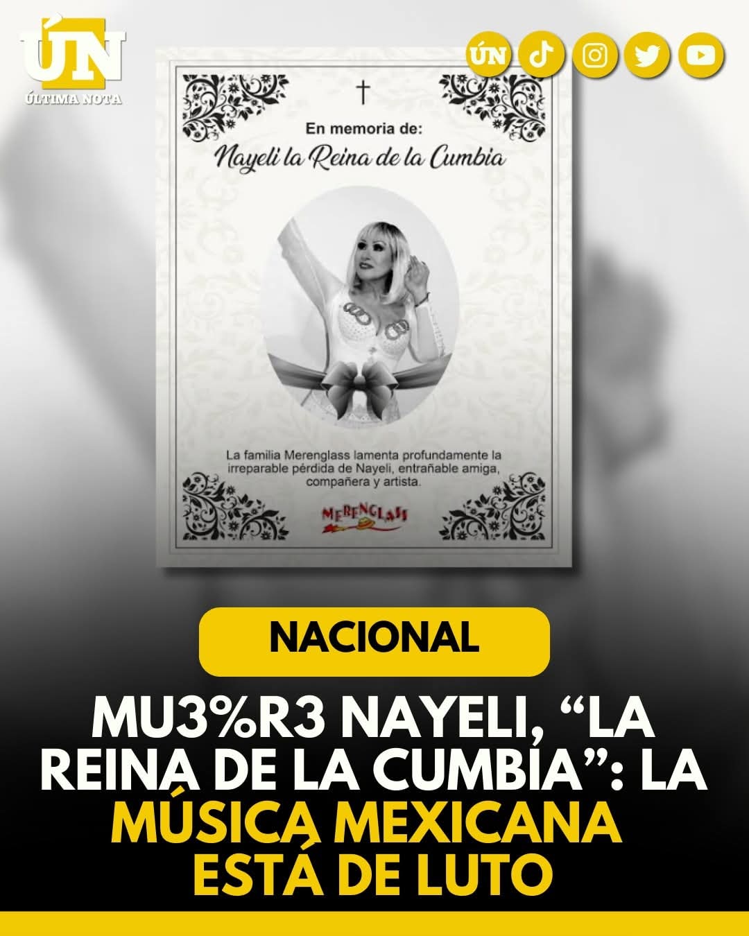 Mu3%r3 Nayeli, “La Reina de la Cumbia”: la música mexicana está de luto.