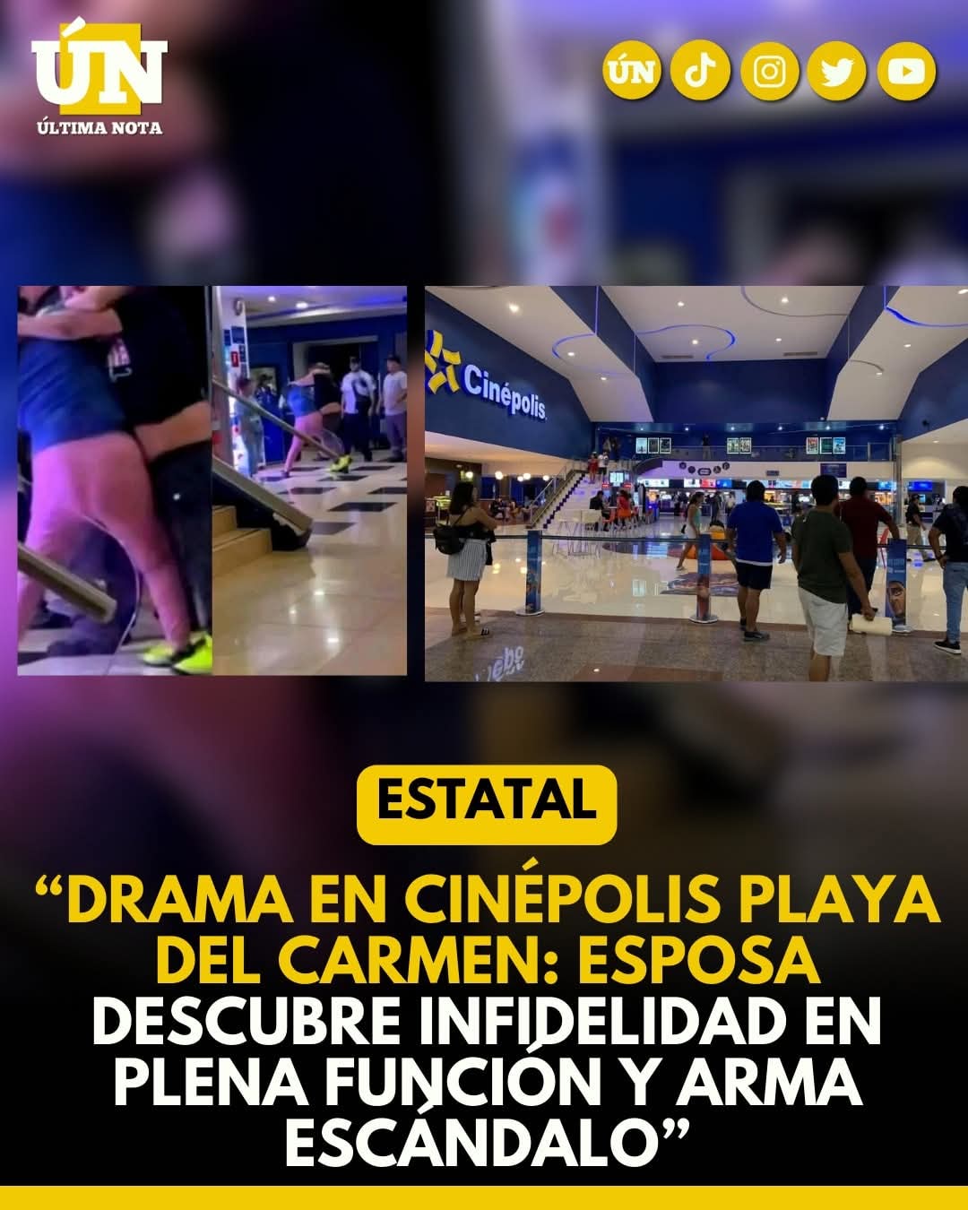 Drama en Cinépolis Playa del Carmen: esposa descubre infidelidad en plena función y arma escándalo.