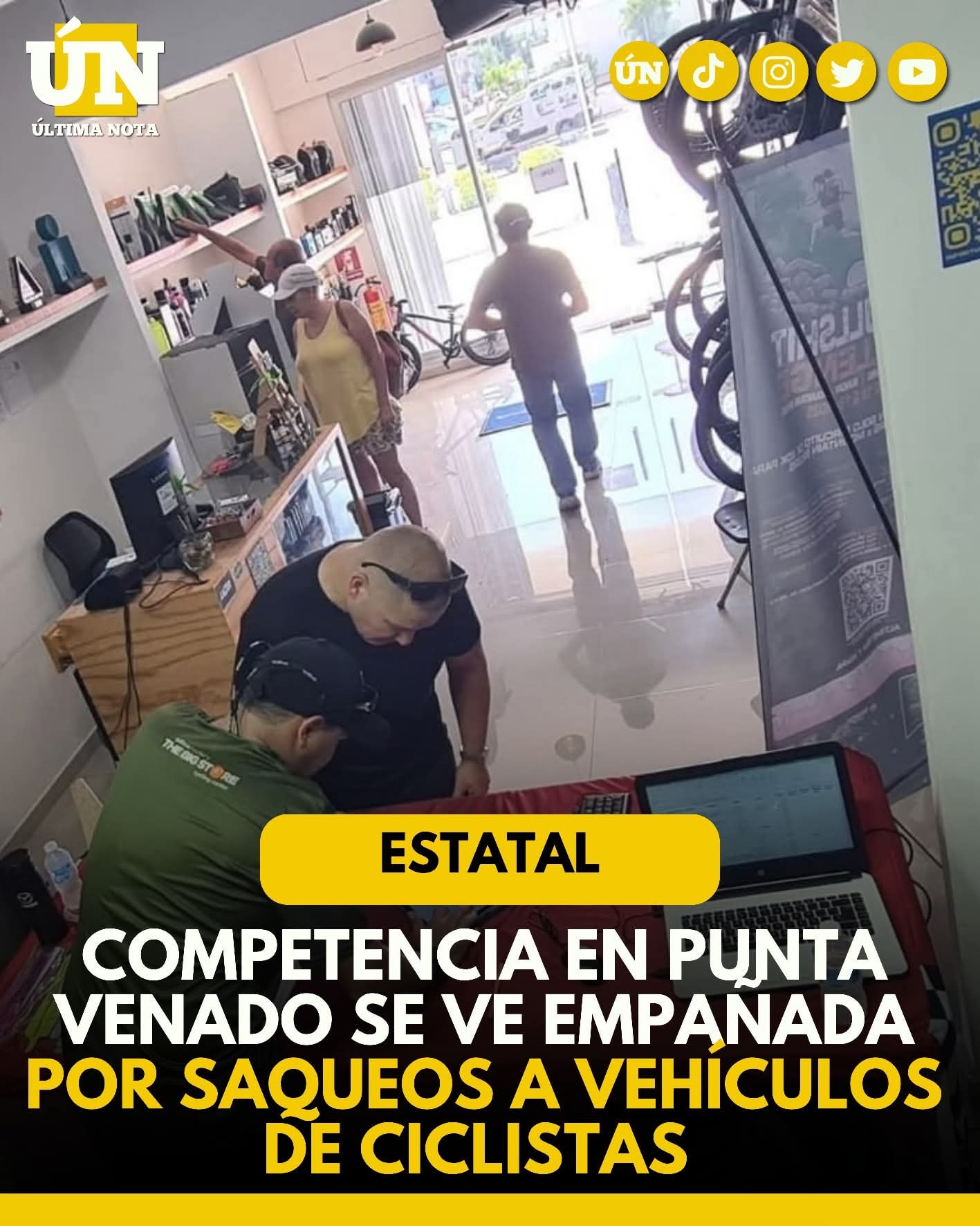 Competencia en Punta Venado se ve empañada por saqueos a vehículos de ciclistas.