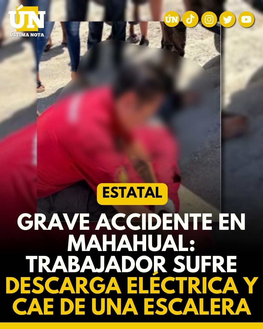 Grave accidente en Mahahual: trabajador sufre descarga eléctrica y cae de una escalera.