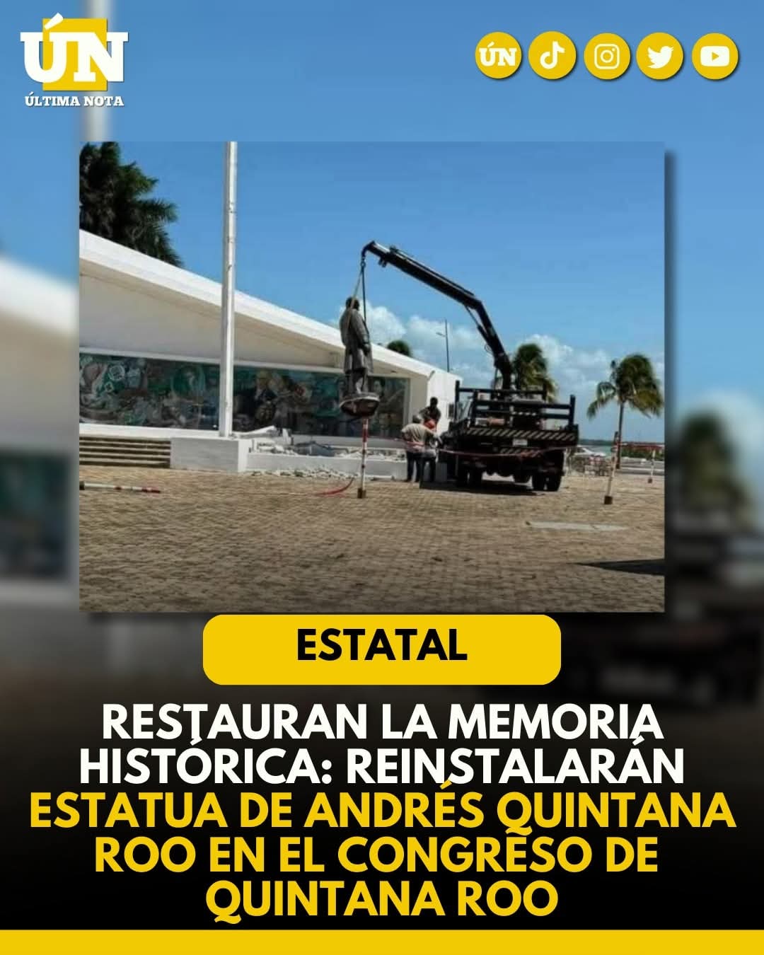 Restauran la memoria histórica: reinstalarán estatua de Andrés Quintana Roo en el Congreso de Quintana Roo.