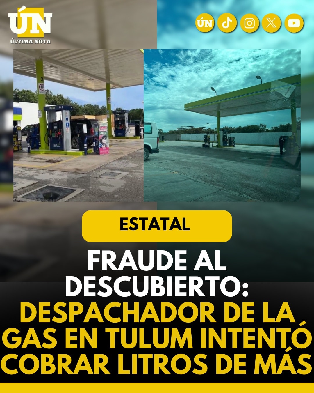 Fraude al descubierto: despachador de La Gas en Tulum intentó cobrar litros de más.