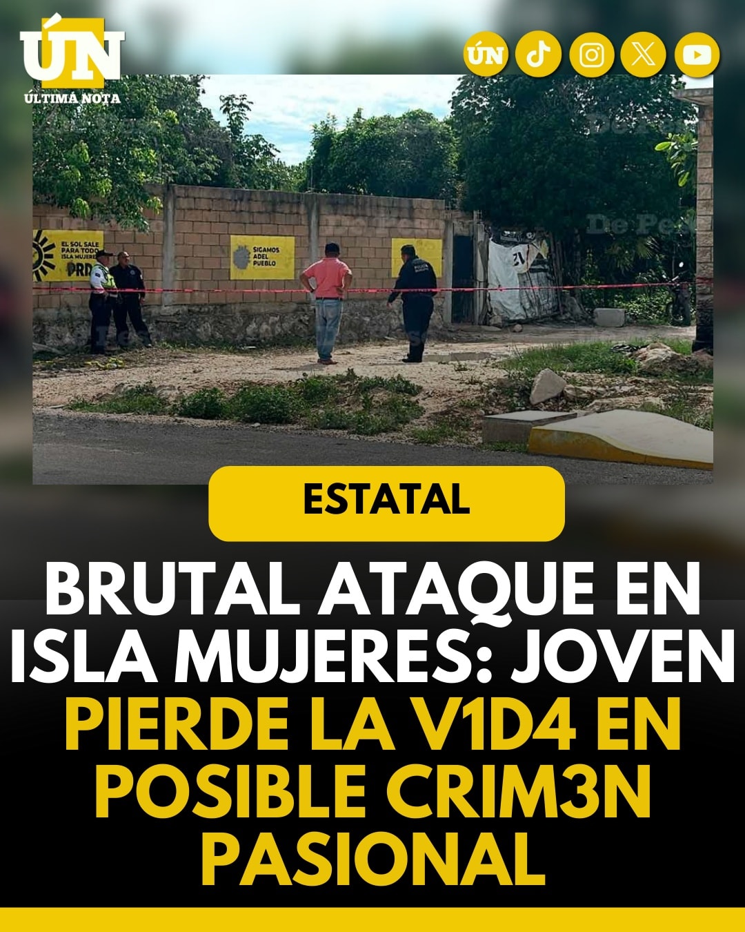 Brutal ataque en Isla Mujeres: joven pierde la v1d4 en posible crim3n pasional.