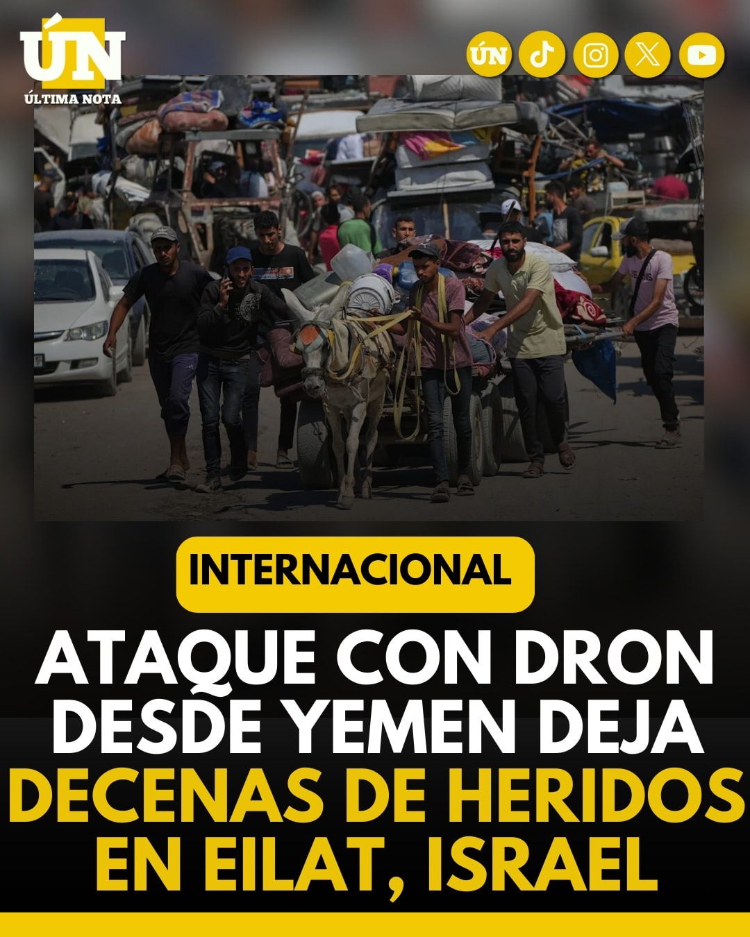 Ataque con dron desde Yemen deja decenas de heridos en Eilat, Israel.