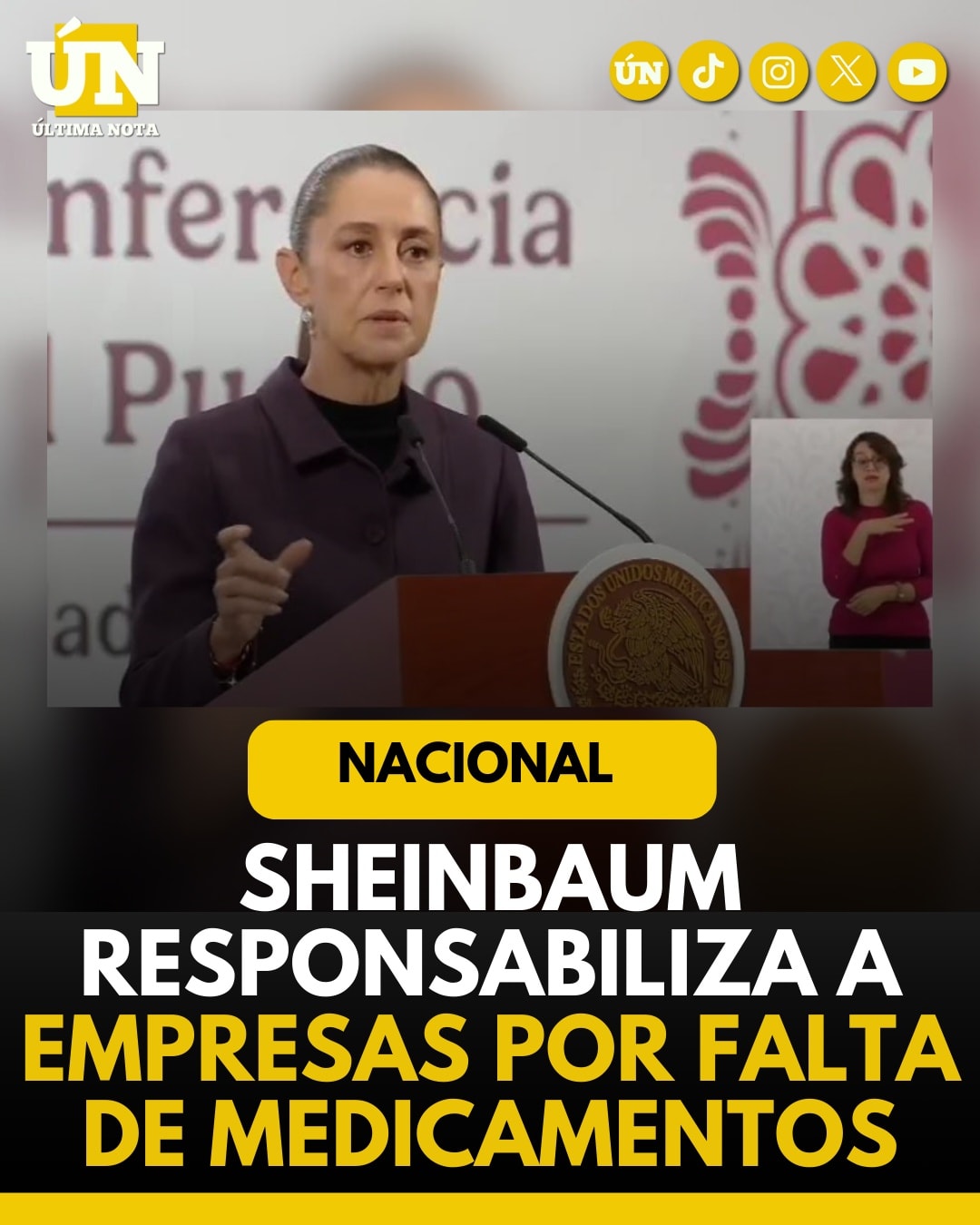 Sheinbaum responsabiliza a empresas por falta de medicamentos.