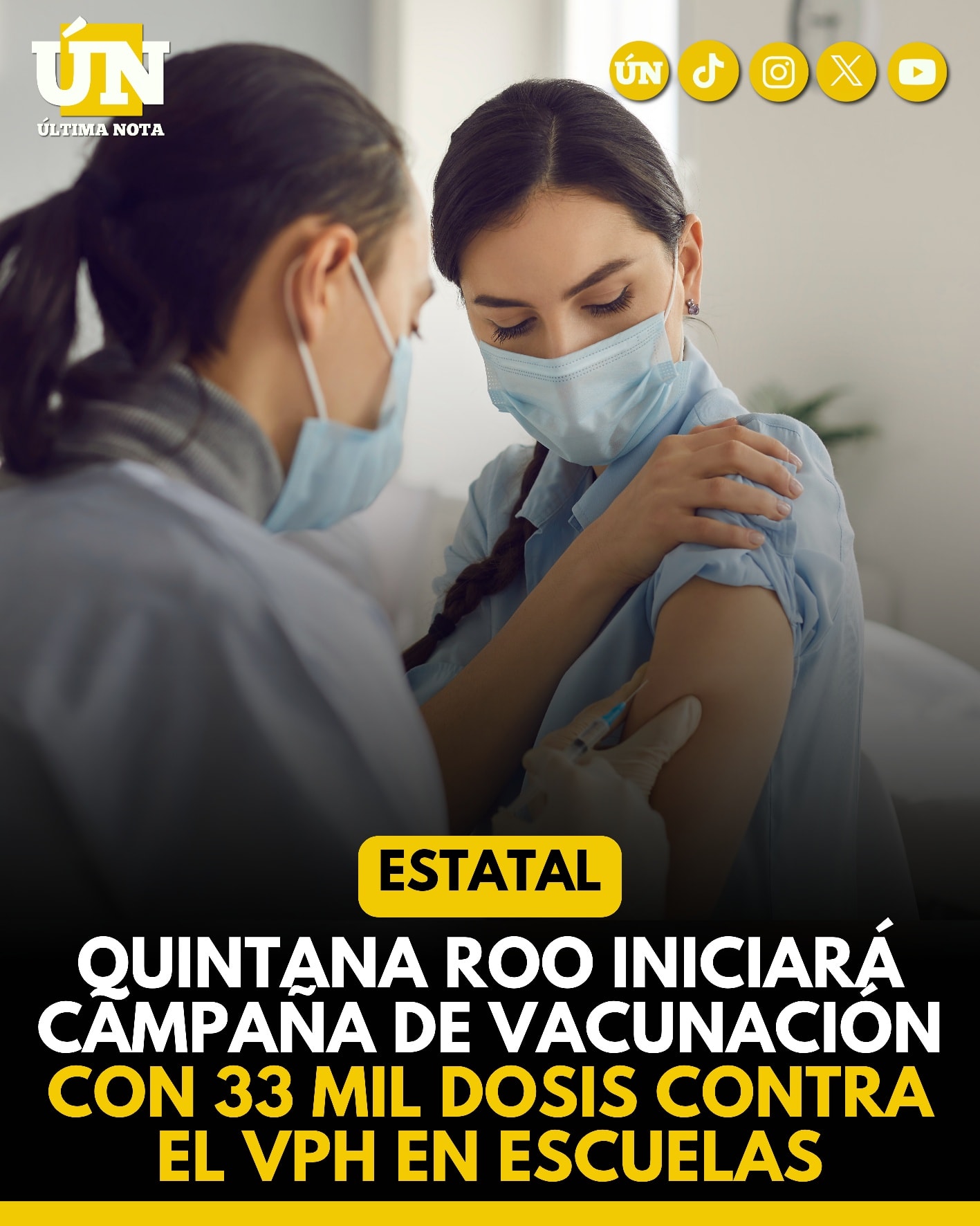 Quintana Roo iniciará campaña de vacunación con 33 mil dosis contra el VPH en escuelas.