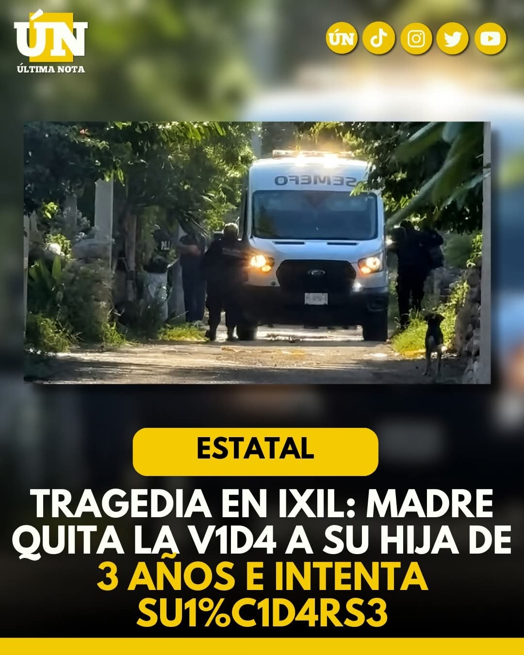 Tragedia en Ixil: Madre quita la v1d4 a su hija de 3 años e intenta su1%c1d4rs3.