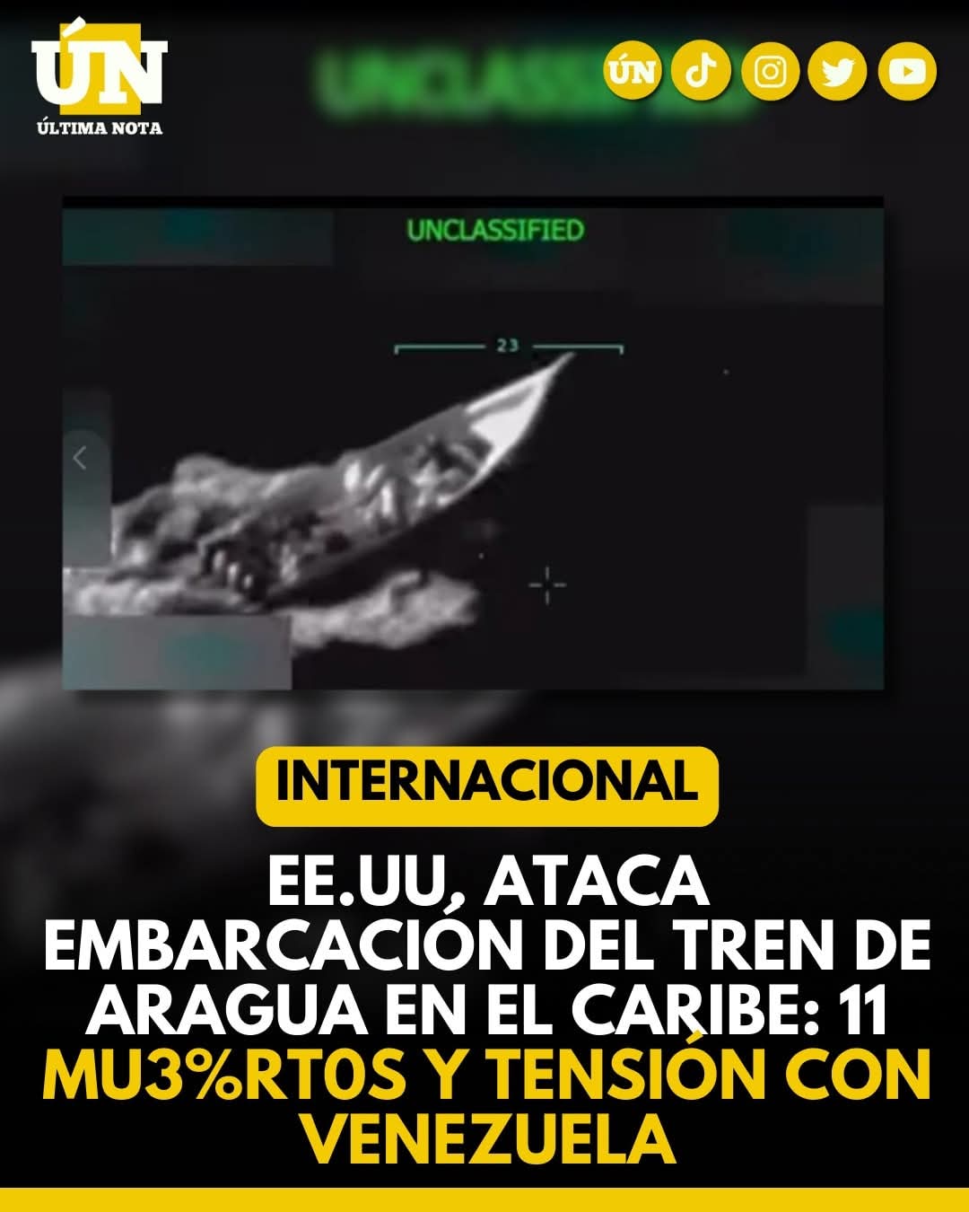 EE.UU. ataca embarcación del Tren de Aragua en el Caribe: 11 mu3%rt0s y tensión con Venezuela.