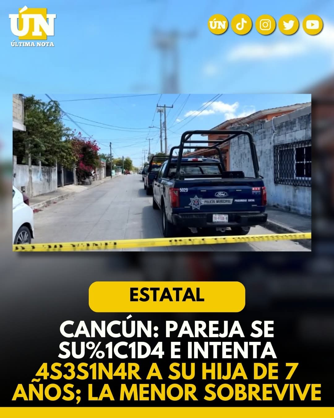 Tragedia en Cancún: joven m4%t4 a su esposa e hija de 7 años y luego se qu1t4 la v1d4.