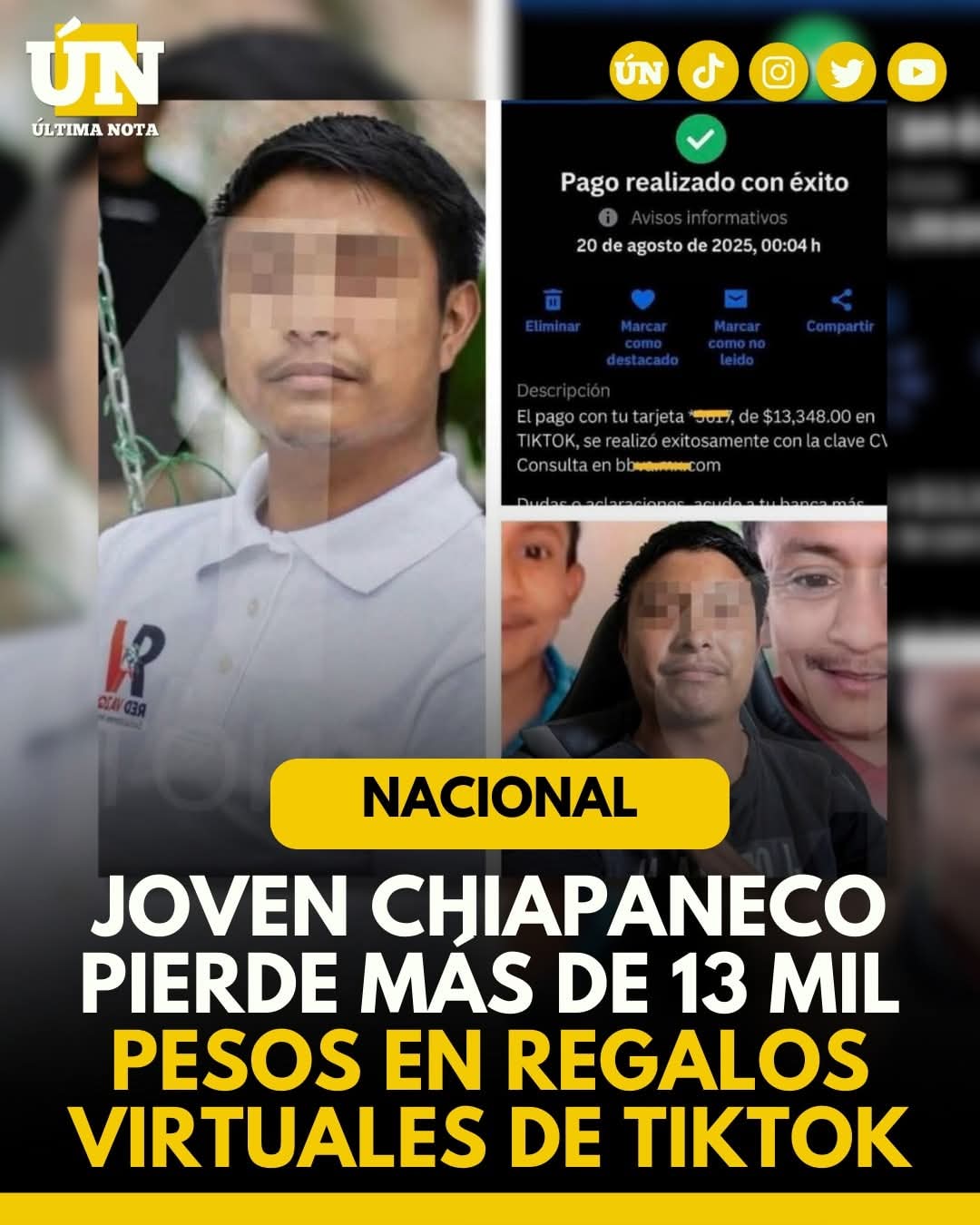 Joven chiapaneco pierde más de 13 mil pesos en regalos virtuales de TikTok.