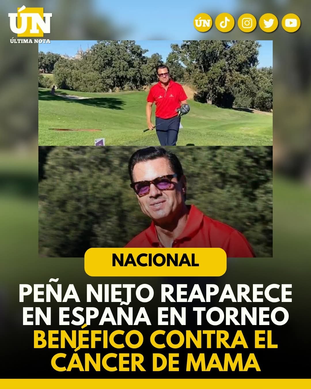 Peña Nieto reaparece en España en torneo benéfico contra el cáncer de mama.