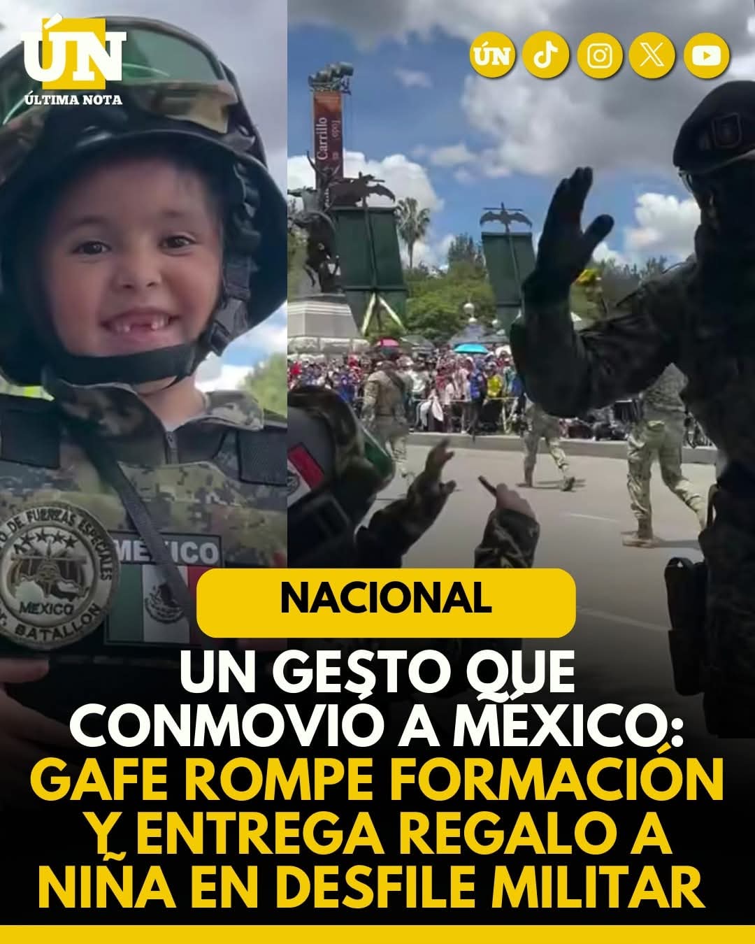 Un gesto que conmovió a México: GAFE rompe formación y entrega regalo a niña en desfile militar.