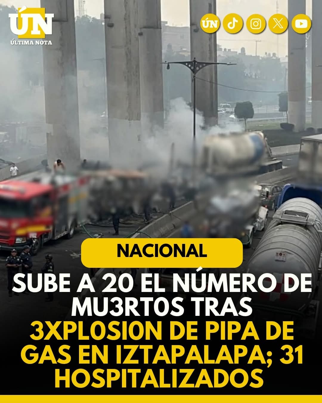 Sube a 20 el número de mu3rt0s tras expl0sión de pipa de gas en Iztapalapa; 31 hospitalizados.