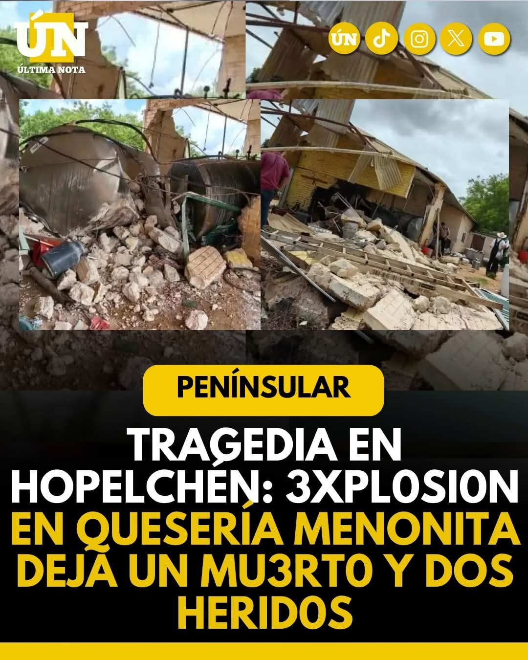 Tragedia en Hopelchén: Expl0sión en quesería menonita deja un mu3rt0 y dos heridos.