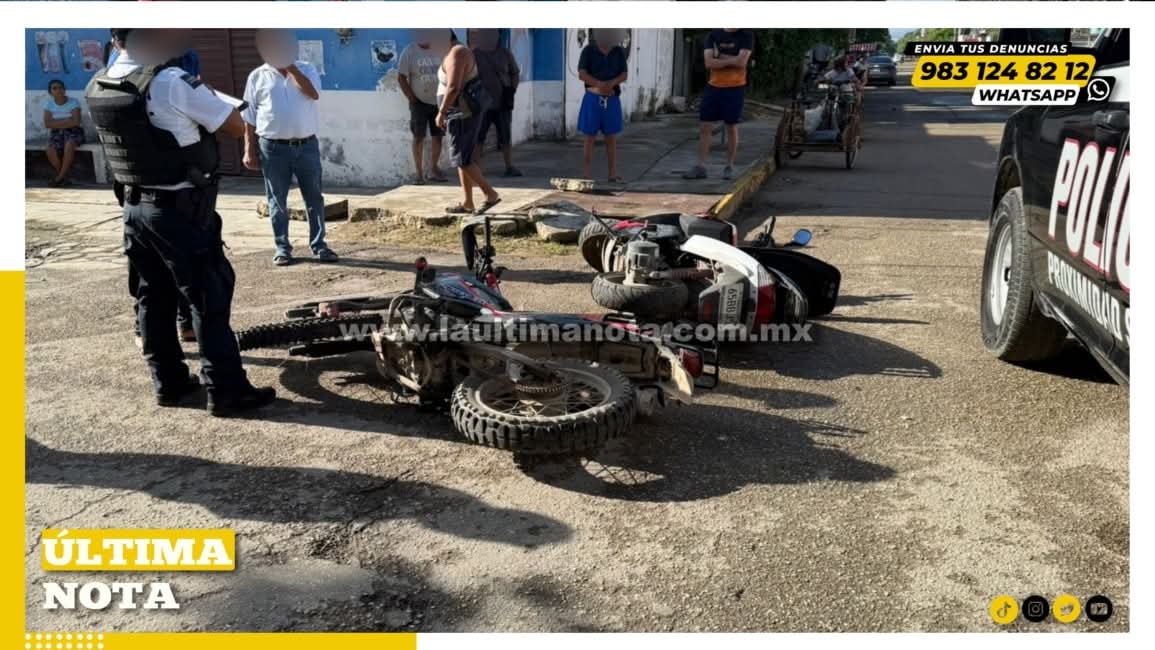 Accidente en Felipe Carrillo Puerto deja dos motociclistas lesionados.